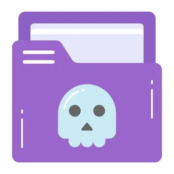 Skull on data folder denoting vector of infected folder, premium icon  Stock Illustration