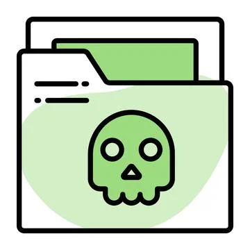 Skull on data folder denoting vector of infected folder, premium icon  Stock Illustration