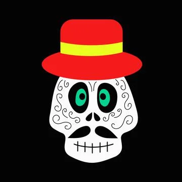 Skull for the Day of the Dead, Halloween. Vector Stock Illustration