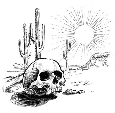 Skull in the desert Stock Illustration