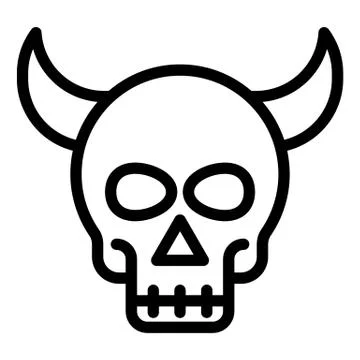 Skull of devil line icon. Skull with the horns web vector illustration isolated Stock Illustration