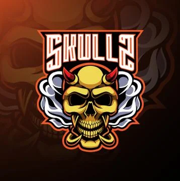 Skull devil mascot logo design Stock Illustration
