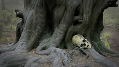 Skull Discovery in Old Tree Stock Footage 171143900