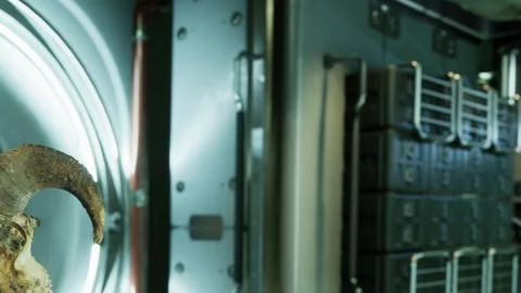 Skull display inside a modern research facility during a study session Stock Footage 344272663