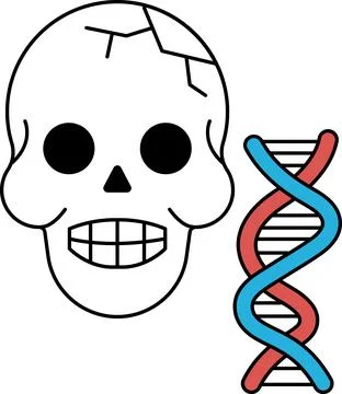 A skull with a DNA strand in the background Illustrazione stock