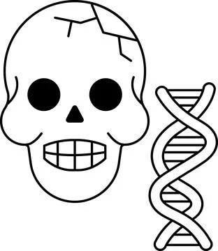 A skull with a DNA strand in the background Stock Illustration