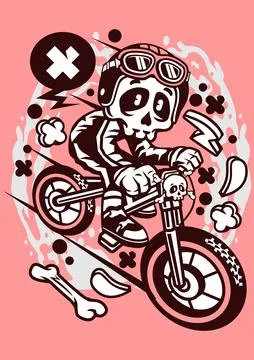 Skull Downhill Stock Illustration