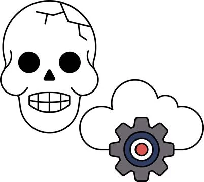 A skull is drawn with a cloud in the background Stock Illustration