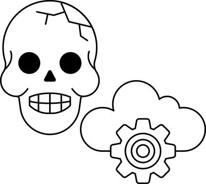 A skull is drawn with a cloud in the background Stock Illustration