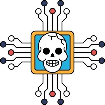 A skull is drawn on a computer chip Illustrazione stock