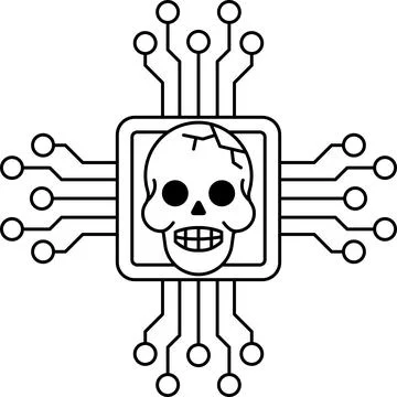 A skull is drawn on a computer chip Stockillustratie