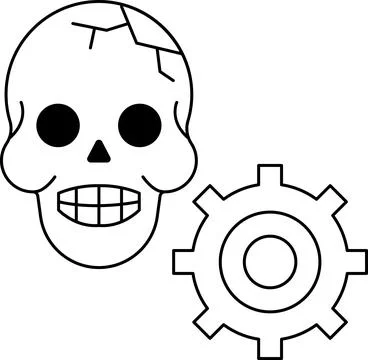A skull is drawn with a gear in the background Stock Illustration