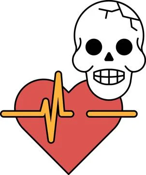 A skull is drawn next to a heart Stock Illustration