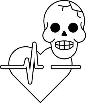 A skull is drawn next to a heart Stock Illustration