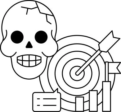 A skull is drawn with a target in the background Stock Illustration