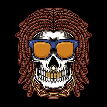 Skull dreadlocks head vector illustration Stock Illustration