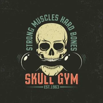Skull with dumbbell Stock Illustration