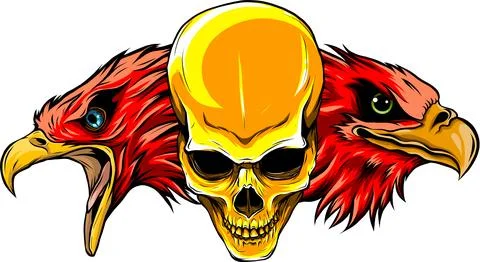 Skull with eagle head vector illustration design Illustrazione stock