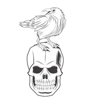 Skull eagle tattoo face design Stock Illustration