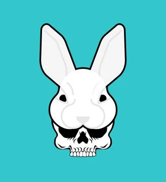 Skull Easter bunny. Skull in  hare mask. Vector illustration 스톡 일러스트