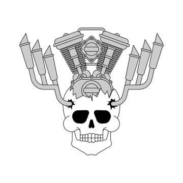 Skull engine isolated. Skeleton head motor. turbines Illustrazione stock