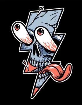 Skull face and lightning shape Stock Illustration