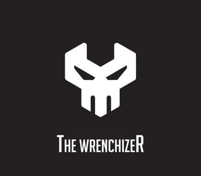 Skull face inside the wrench. Isolated Vector Illustration Stock Illustration