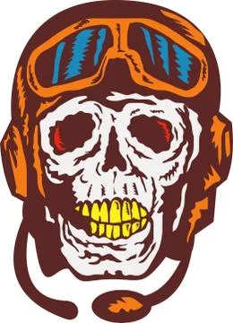 Skull face pilot airman. Stock Illustration
