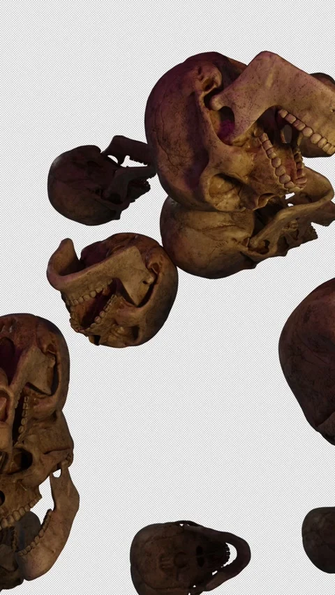 Skull Falling Down Alpha 02 4K Stock Footage 318657520