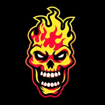 Skull on fire flame illustration Stock Illustration