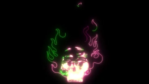 Skull on Fire with Flames Stock Footage 274488292