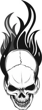 Skull on Fire with Flames Vector Illustration Illustrazione stock