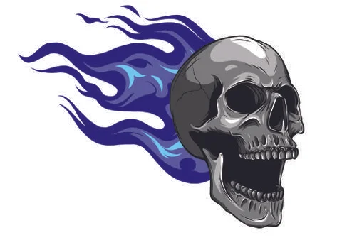 Skull on Fire with Flames Vector Illustration Stock Illustration