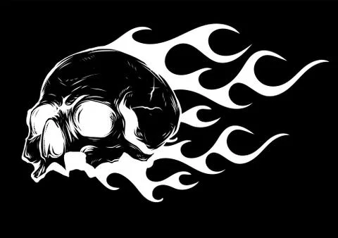 Skull on Fire with Flames Vector Illustration Stock Illustration