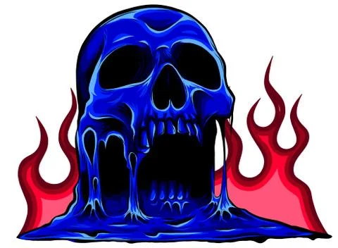 Skull on Fire with Flames Vector Illustration Stock Illustration