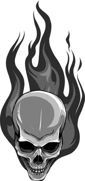 Skull on Fire with Flames Vector Illustration Stock Illustration