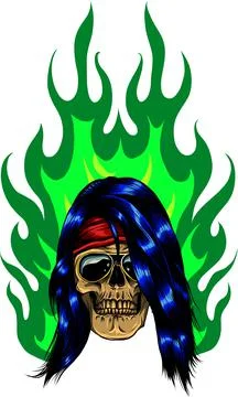 Skull on Fire with Flames Vector Illustration Stock-Illustration