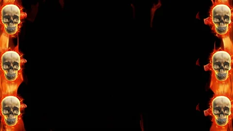 Skull fire halloween loop animation Stock Footage 146373126