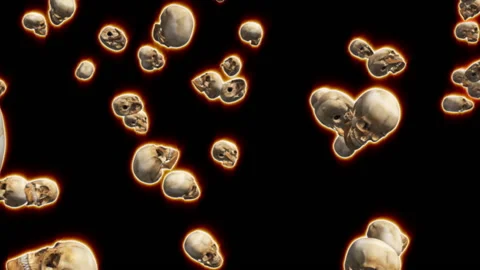 Skull fire halloween loop animation Stock Footage 146374027
