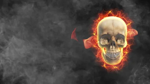 Skull fire halloween loop animation Video stock 146374603