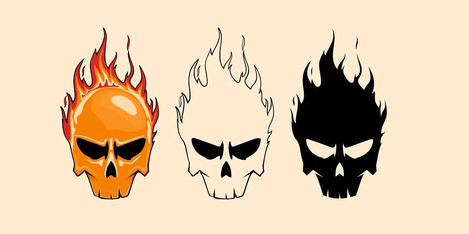 Skull in fire Logo template Illustrazione stock