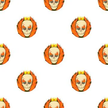Skull on fire pattern seamless vector Stock Illustration