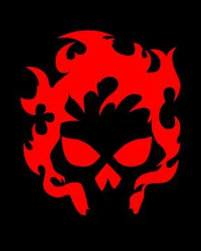 Skull on fire with red flames isolated Stock Illustration