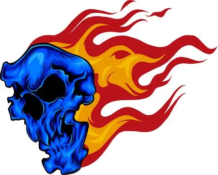 Skull fire vector illustration on white background Stock Illustration