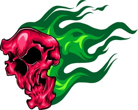 Skull fire vector illustration on white background Illustrazione stock