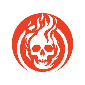 Skull On Fire Vector Logo Stock Illustration