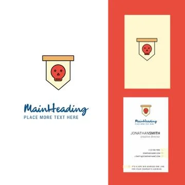 Skull flag Creative Logo and business card. vertical Design Vector Stock Illustration