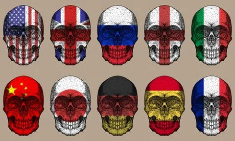 Skull flags set vector illustration Stock Illustration