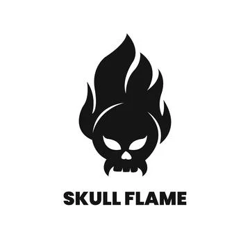 Skull Flame Concept, Monogram Style Logo Template Stock Illustration