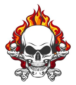 Skull in Flame Stock Illustration